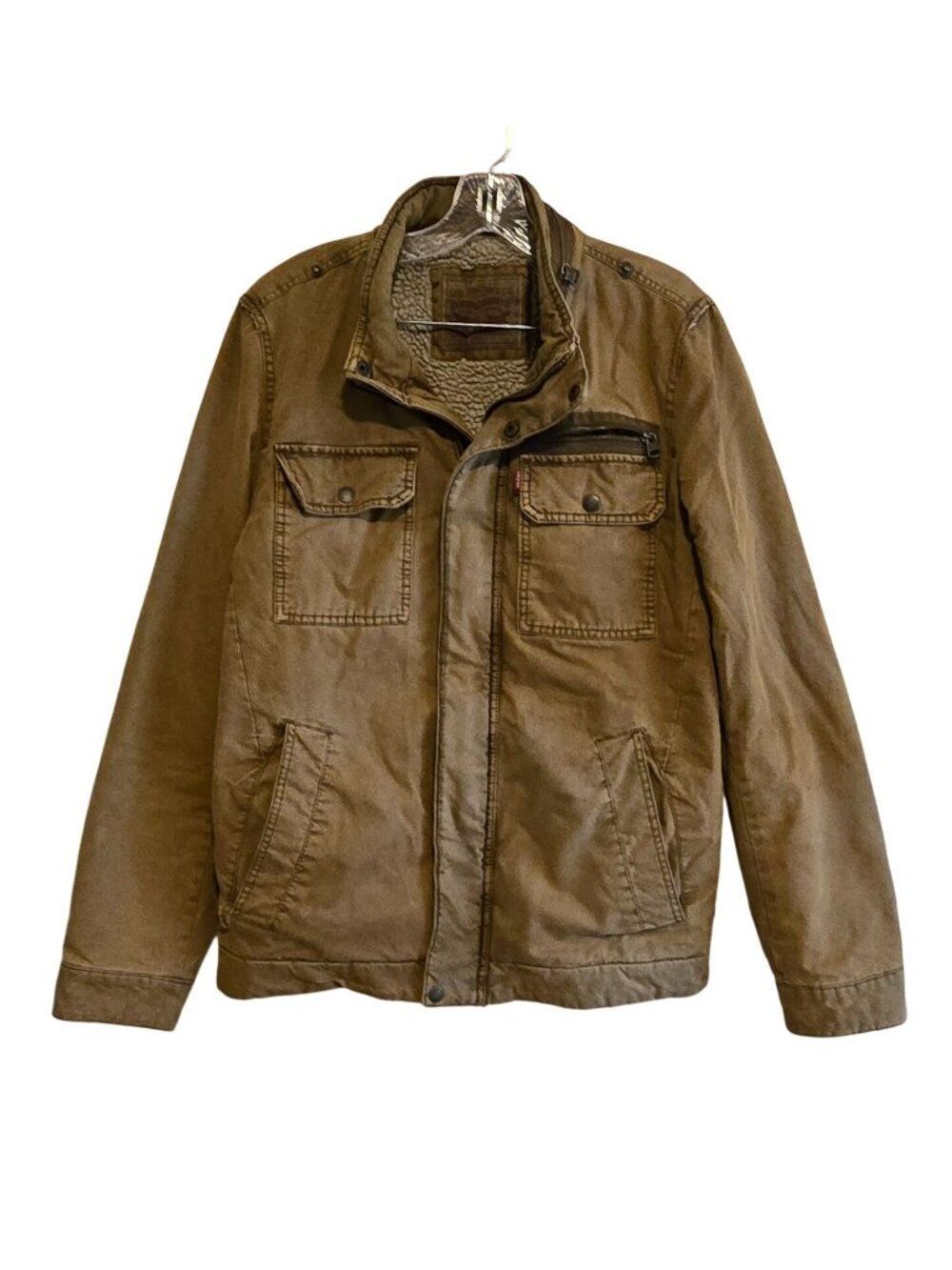 Men’s Brown Jacket With Sherpa Lining Full Zip Front vintage chore coat